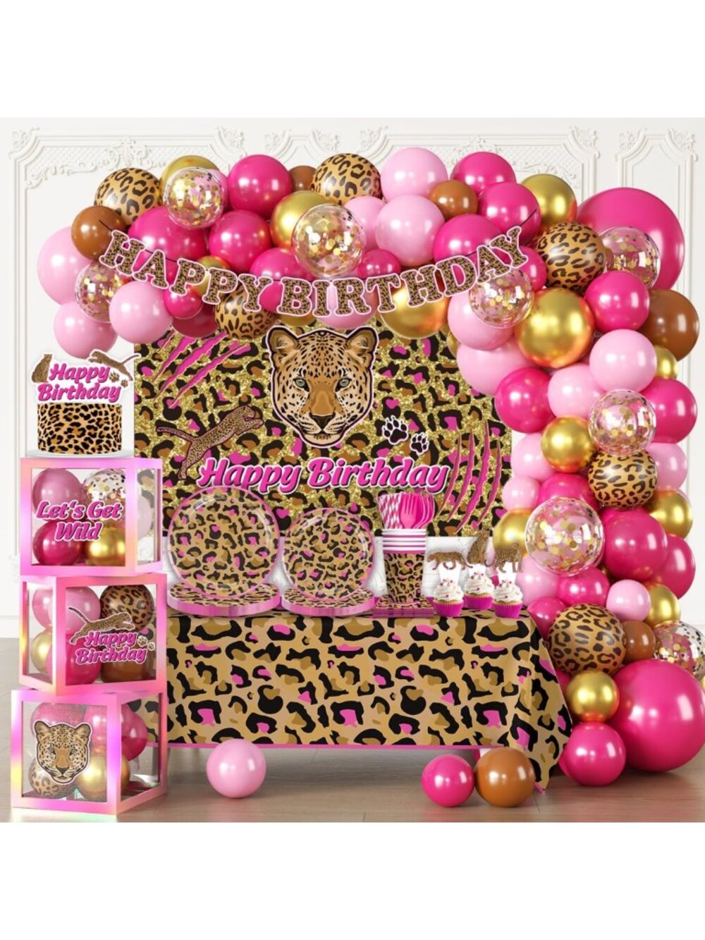 Pink Cheetah Print Party Decor Set for 25 | Birthday Celebration Essentials